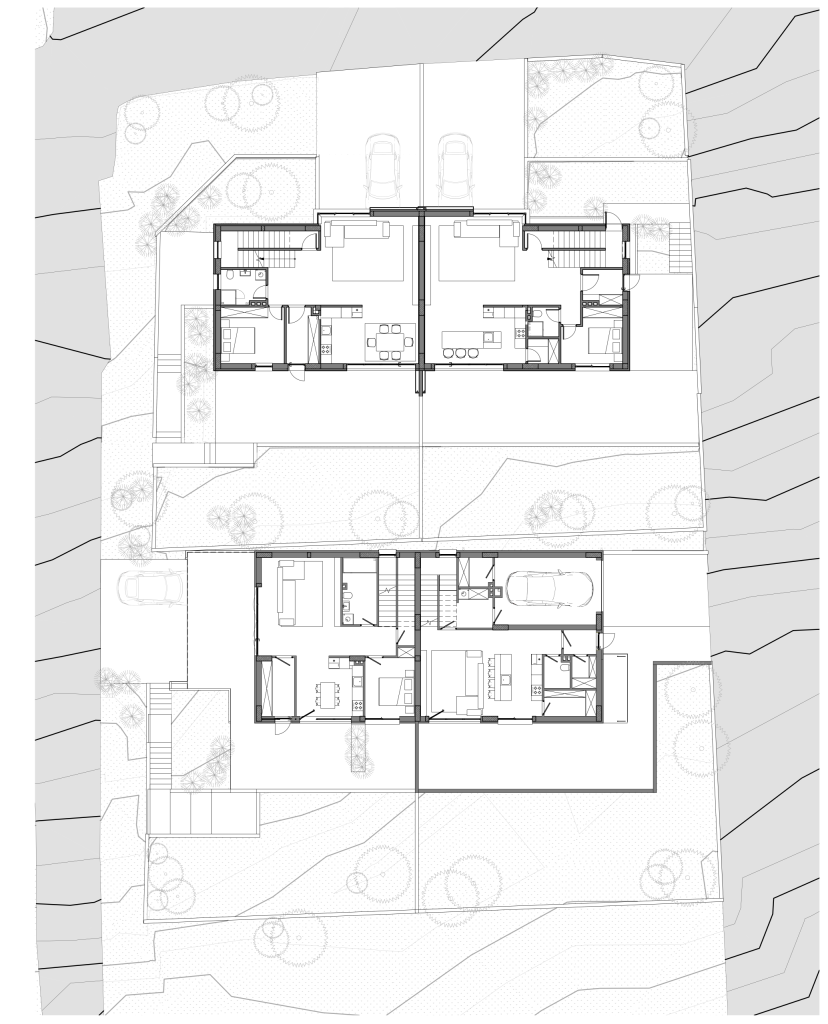 Duplex Porumbrele — Plan și axonometrie
